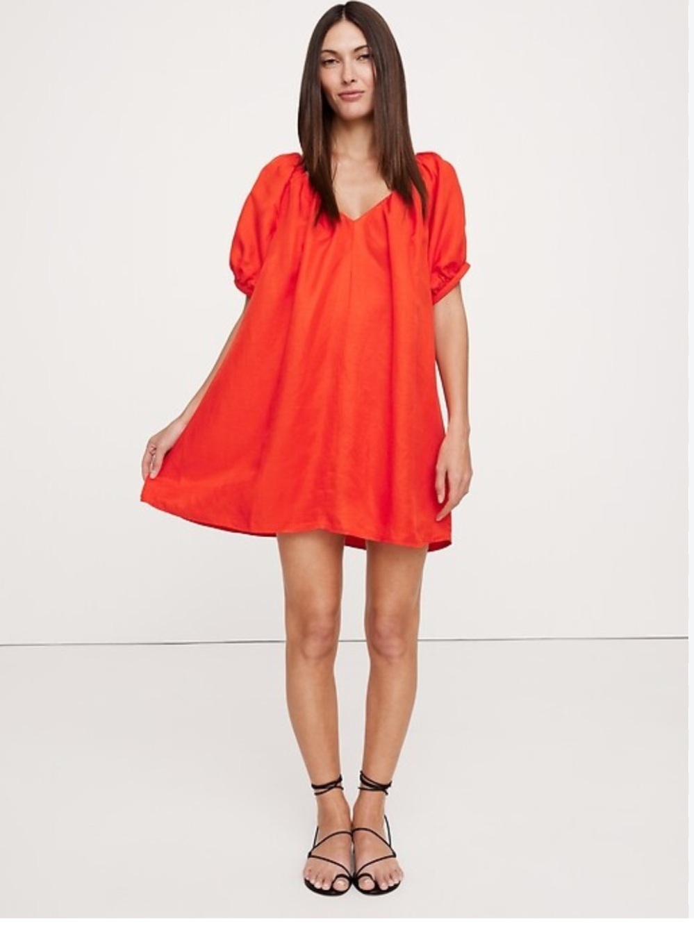 Banana Republic Blood Orange Viscose Linen Oversized Mini Dress Large